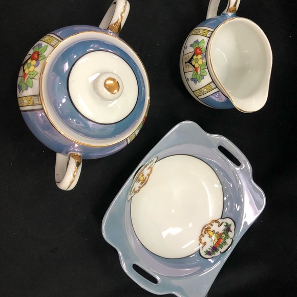 Noritake Luster Floral Creamer, Sugar Bowl and Ornate Dish. - Picture 2 of 5